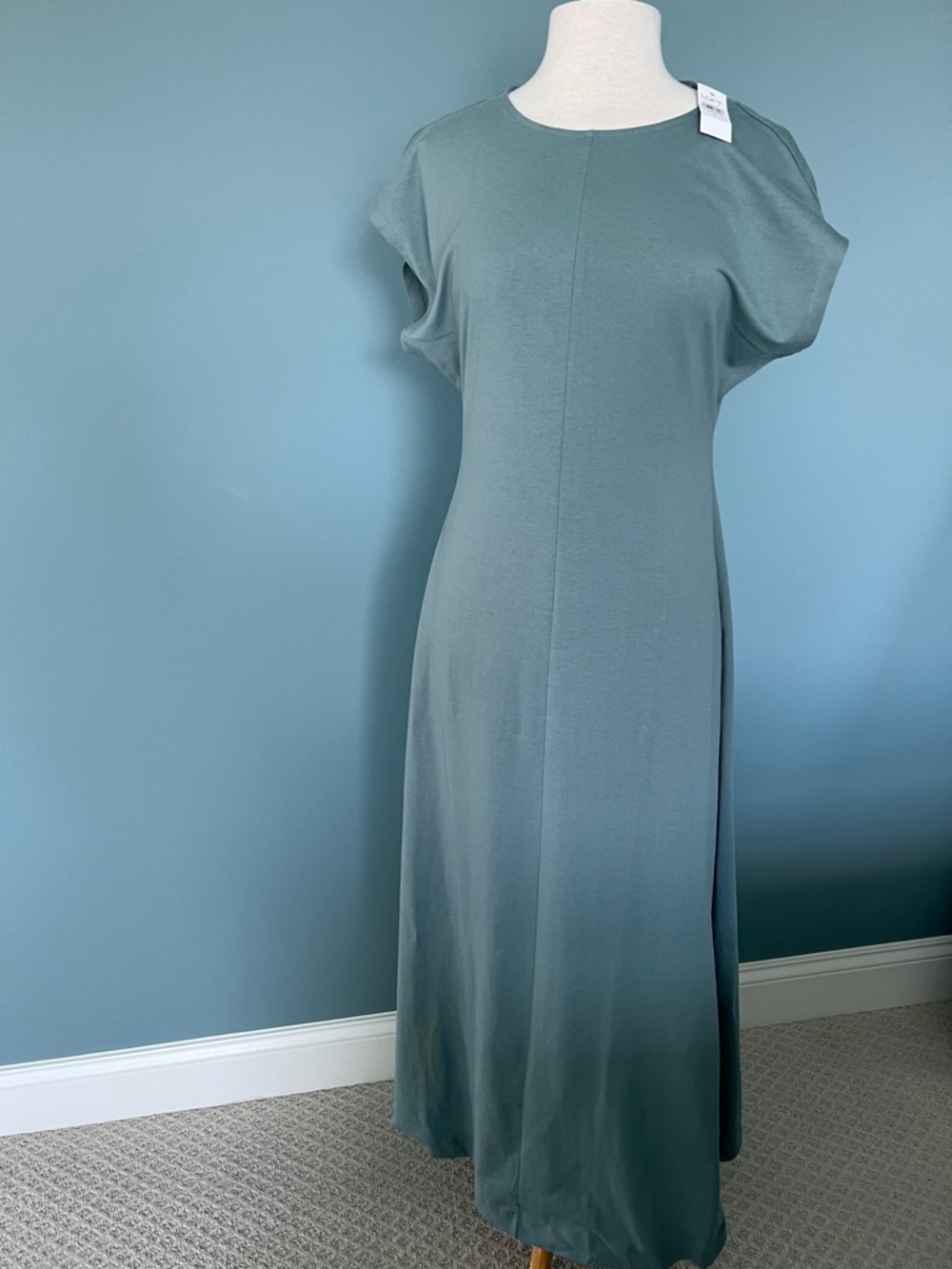 LOFT Sage Green Maxi Dress with Cap Sleeves